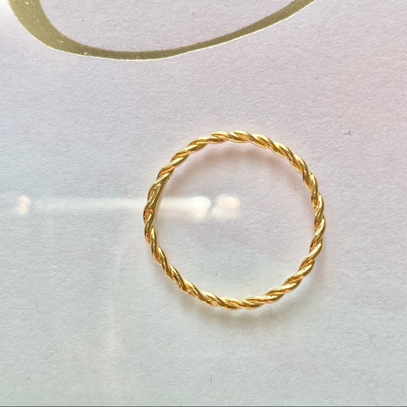 Dainty Twist Gold Plated 925 Simple Stacking Ring - Picture 4 of 6